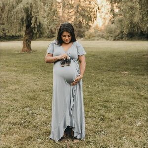 Ingrid & Isabel Lilac Purple Ruffle Maxi Maternity Dress